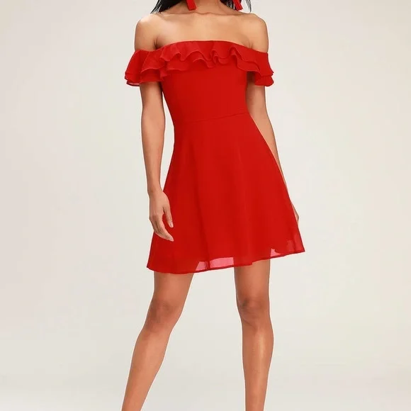 Lulus | Dresses | Lulus Ruffle Off Shoulder Skater Dress | Poshmark